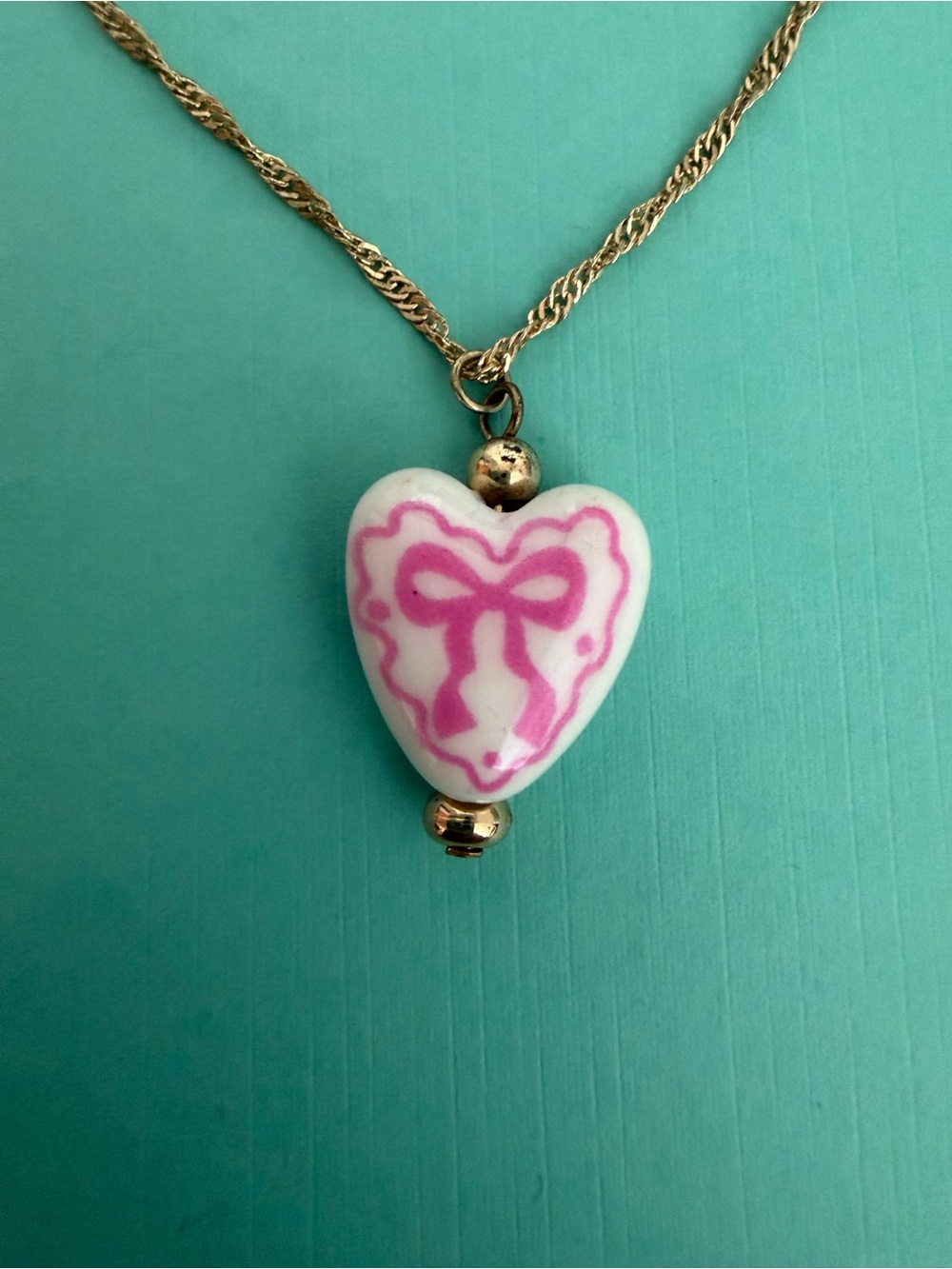 Gold-Tone Pink Heart Pendant Necklace & Hoop Earring Set